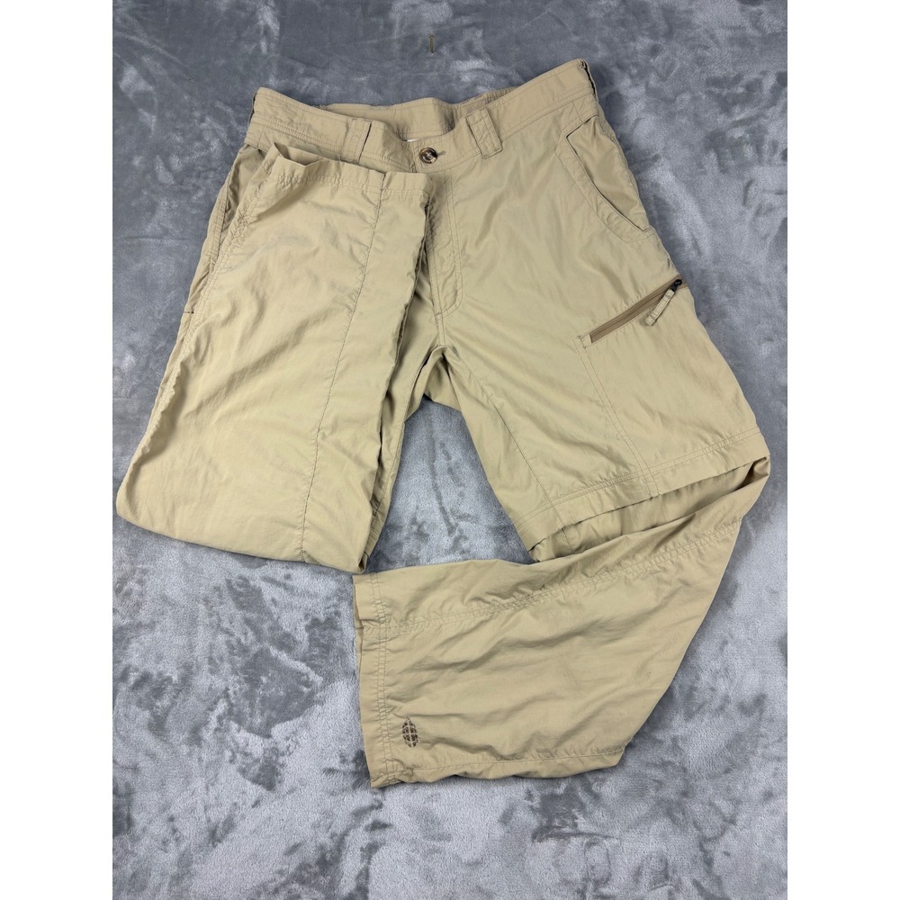 ExOfficio Insect Shield Mens 34x30 Convertible Hiking Pants Khaki Tan Nylon